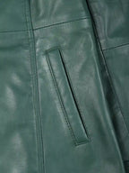 Kandis Women's Green Real Leather Car Coat