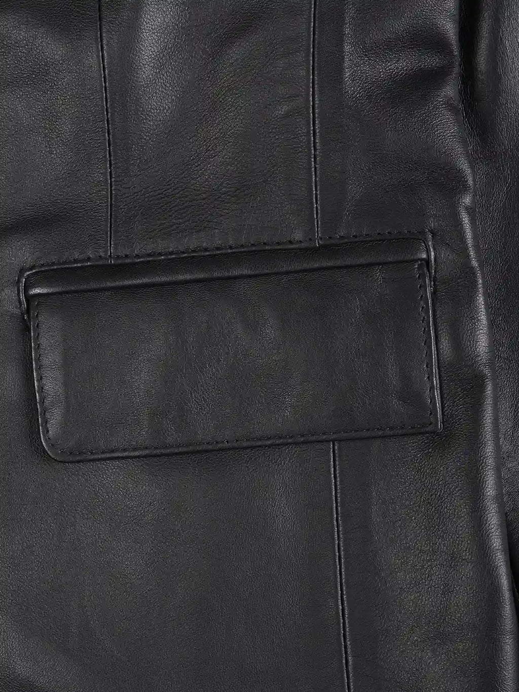 Women's Two Button Black Real Leather Blazer