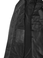 Women's Black Real Leather Car Coat