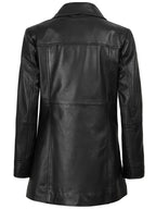 Kandis Womens Black 3/4 Length Leather Car Coat