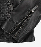 Women's Black Textured Cafe Racer Leather Jacket