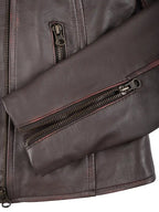 Women's Dark Brown Asymmetrical Leather Biker Jacket