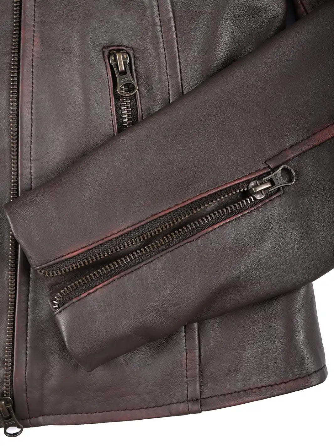 Women's Dark Brown Asymmetrical Leather Biker Jacket