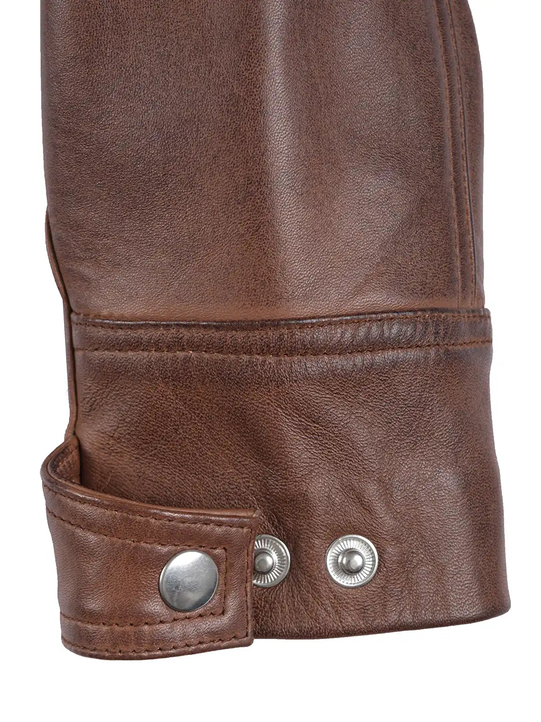 Johnson Women's Cognac Brown Cafe Racer Style Leather Jacket