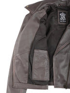 Women's Dark Brown Asymmetrical Leather Biker Jacket