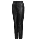 Women's Black Fitted Leather Pants - Straight Leg Style