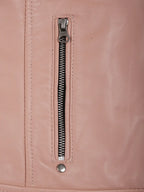 Austin Womens Pink Cafe Racer Style Leather Jacket