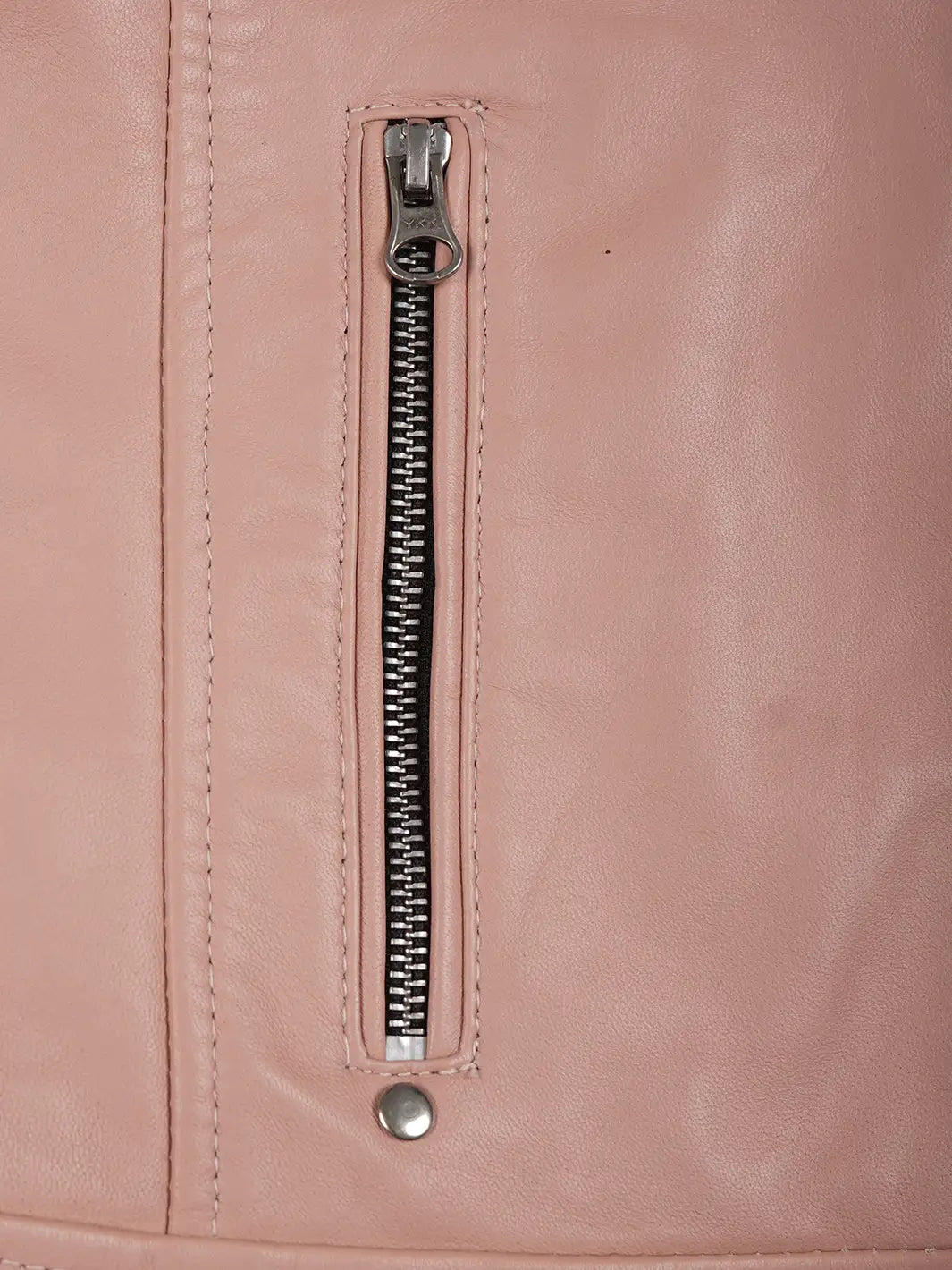 Austin Womens Pink Cafe Racer Style Leather Jacket