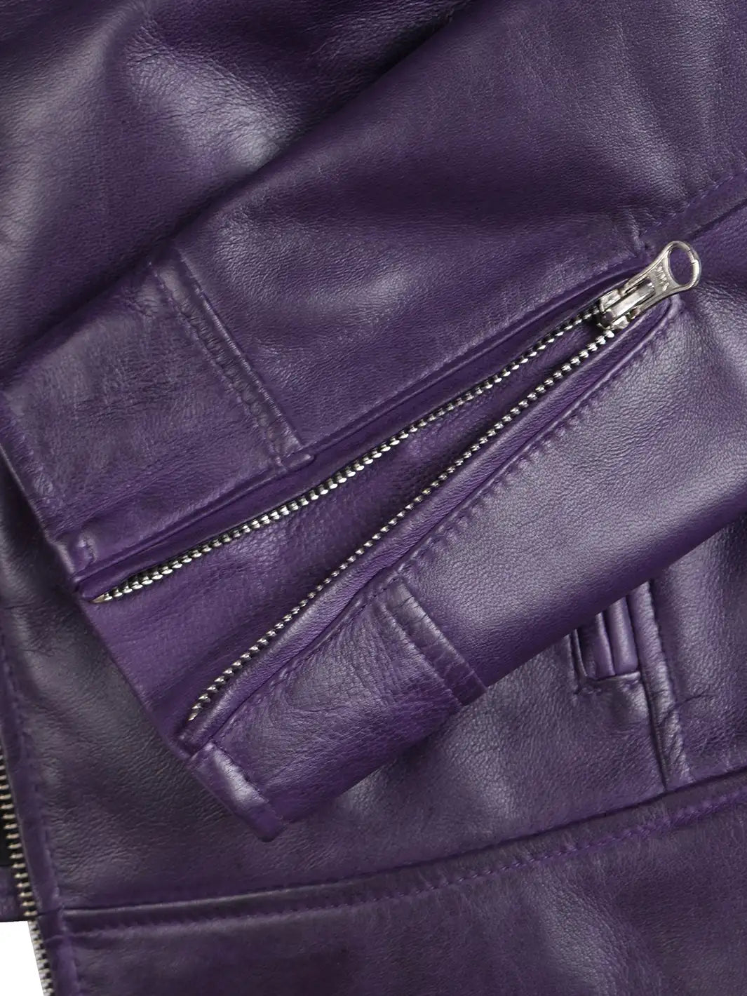 Dodge Womens Biker Style Purple Leather Jacket