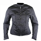 Women’s Removable Armor Black Fabric Motorcycle Jacket