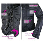 Women’s Removable Armor Black Fabric Motorcycle Jacket