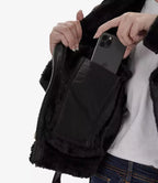 Women's Black Asymmetrical Shearling Leather Jacket