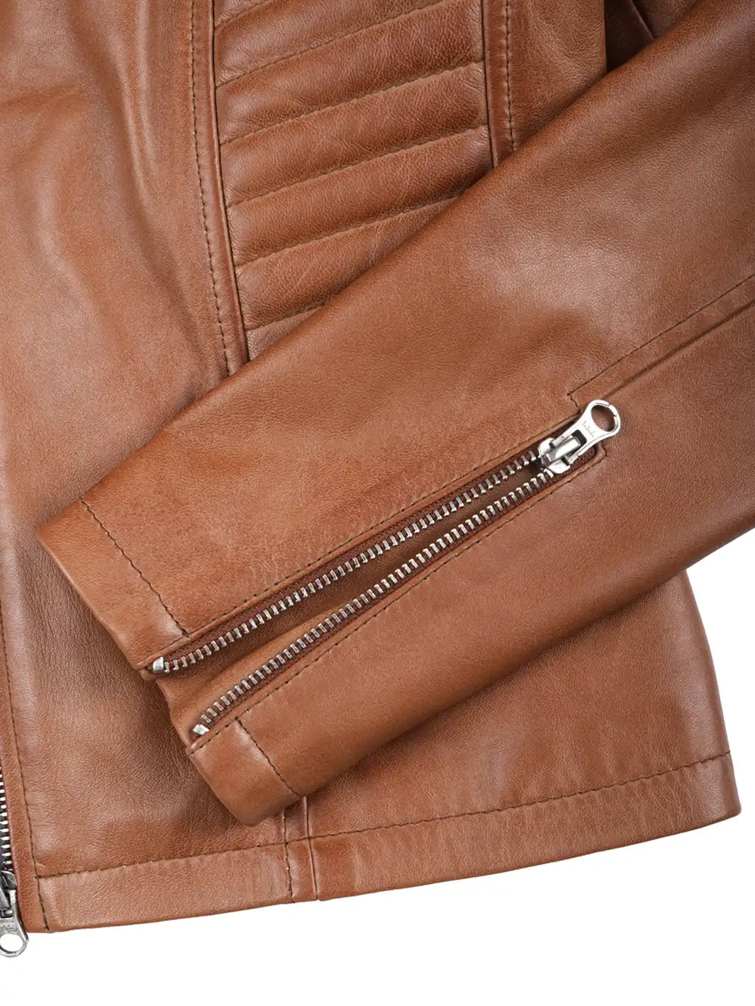Rachel Womens Tan Cafe Racer Leather Jacket