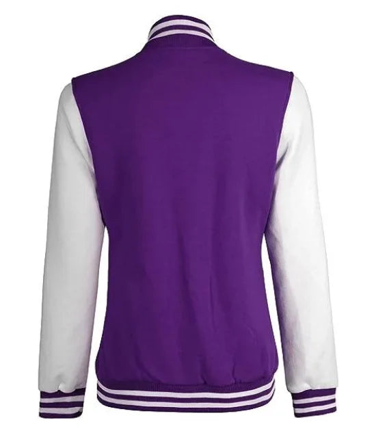 Women's Purple and White Varsity Letterman Jacket