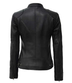 Dodge Women's Tall Black Leather Biker Style Jacket