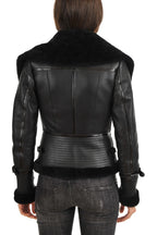 Amelia Black B3 RAF Shearling Aviator Leather Bomber Jacket