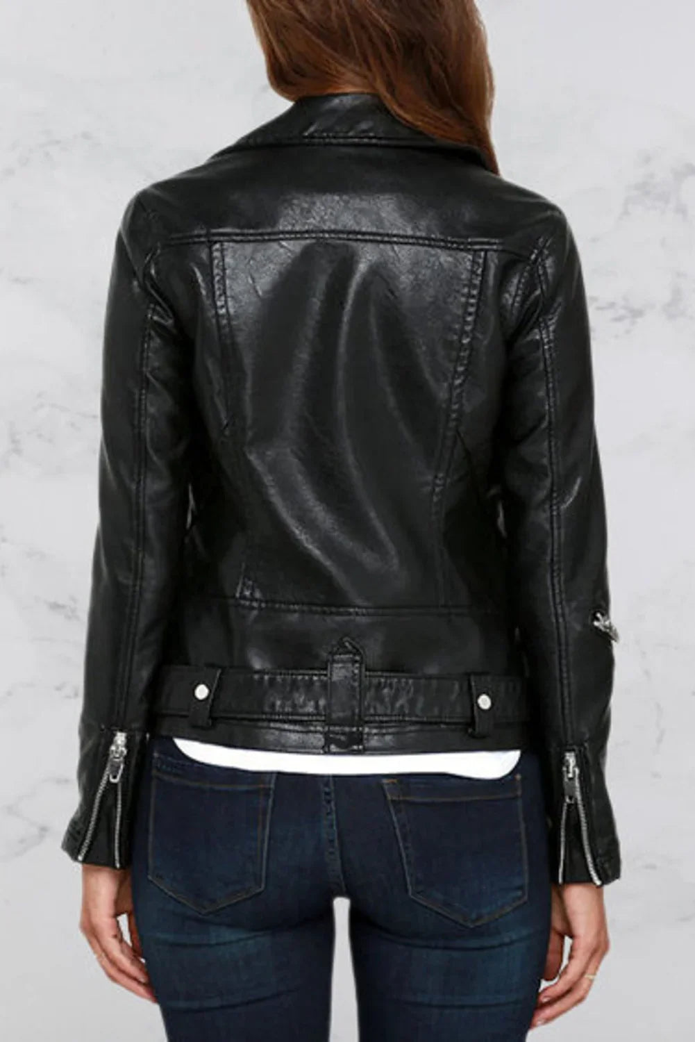 Amy Black Slim Fit Leather Biker Jacket