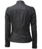 Johnson Tall Women Black Cafe Racer Leather Jacket