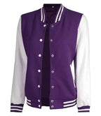 Women's Purple and White Varsity Letterman Jacket