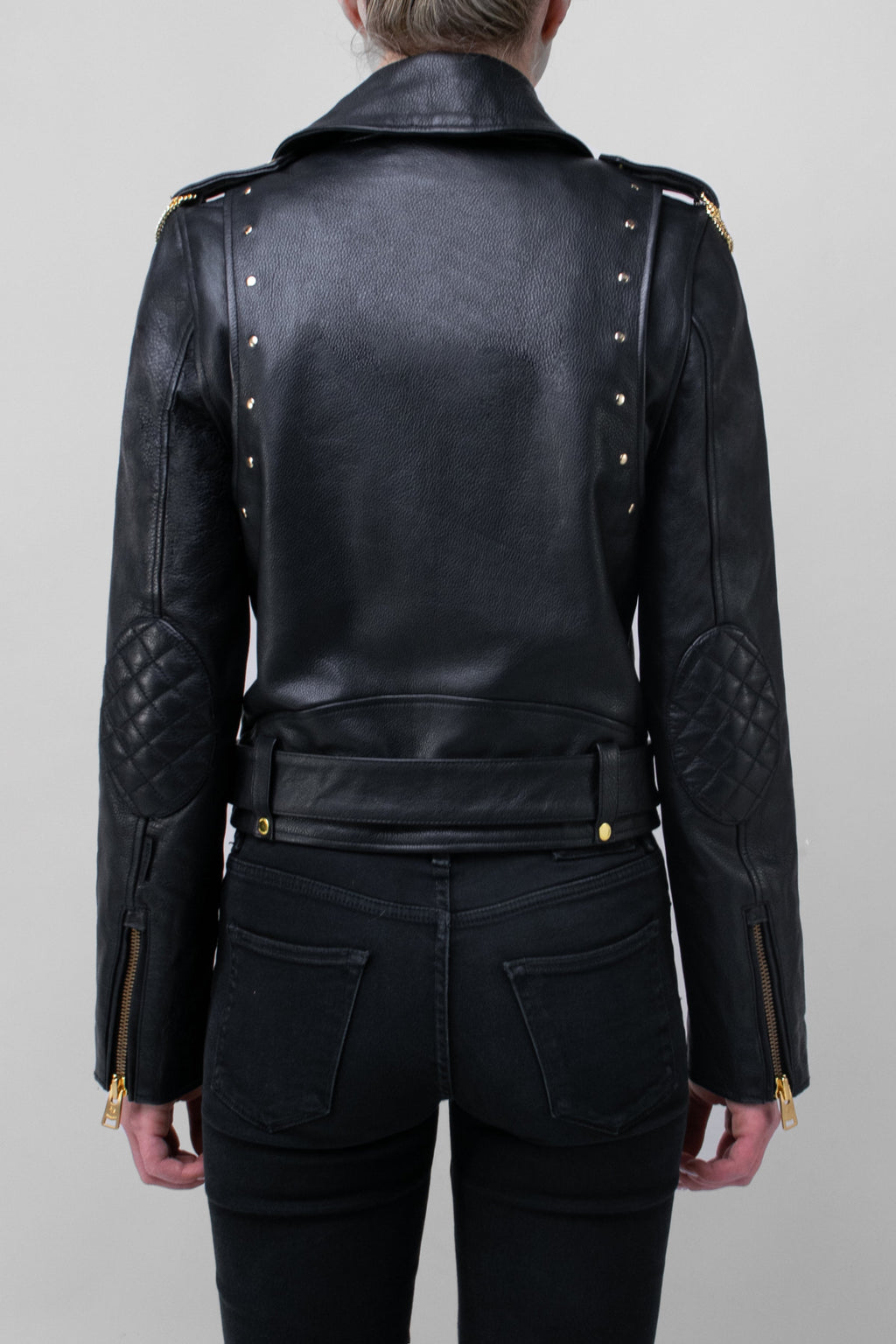 WOMENS BIKER LEATHER JACKET TALL