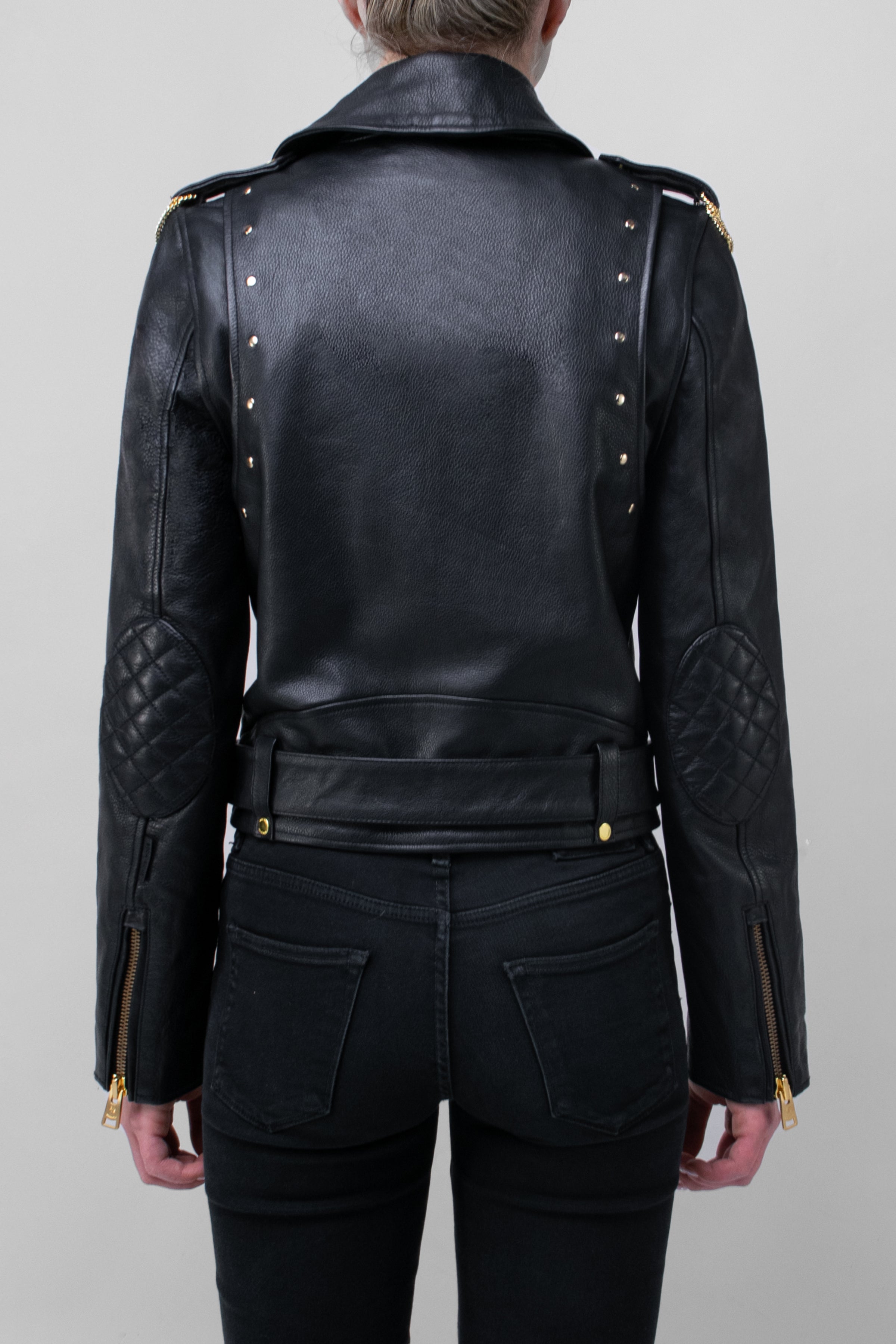 WOMENS BIKER LEATHER JACKET TALL