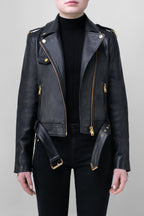 WOMENS BIKER LEATHER JACKET TALL